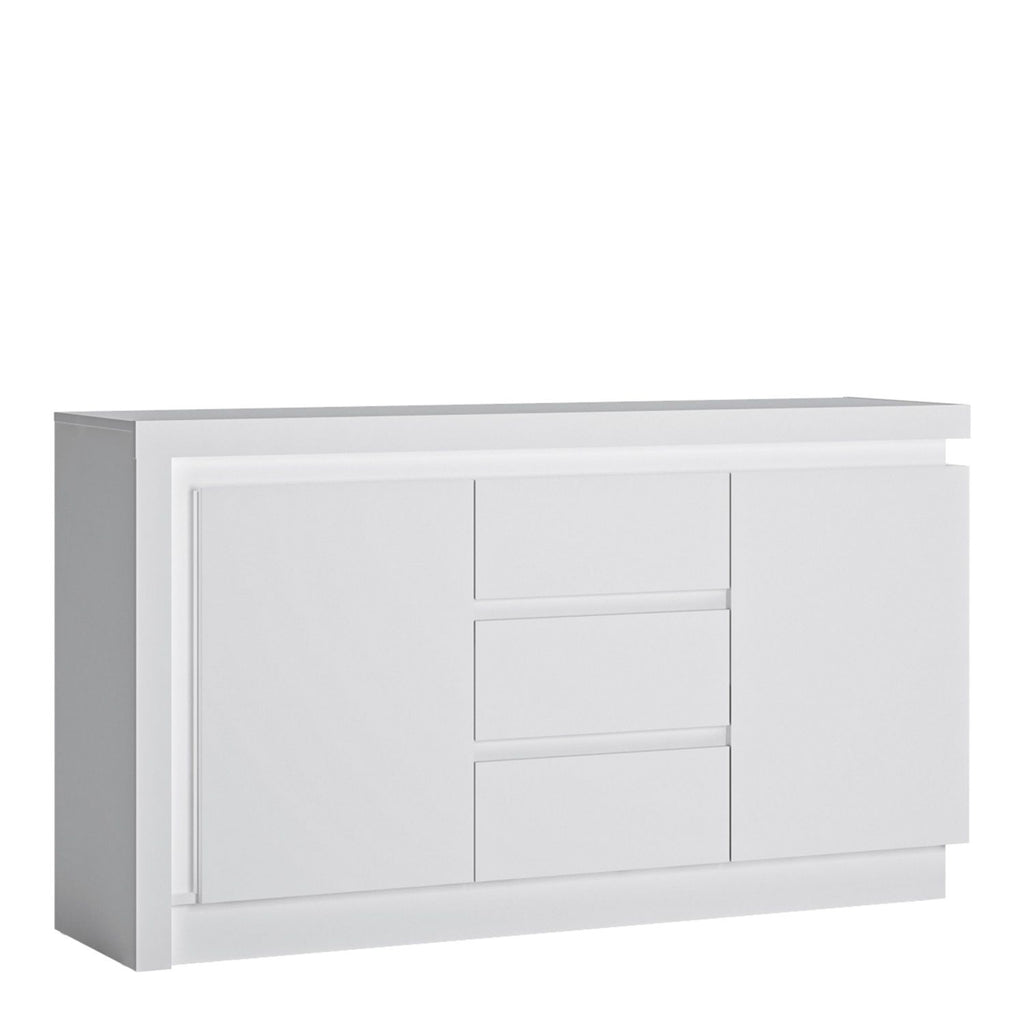 White and High Gloss 2 Door 3 Drawer Sideboard with LED lighting