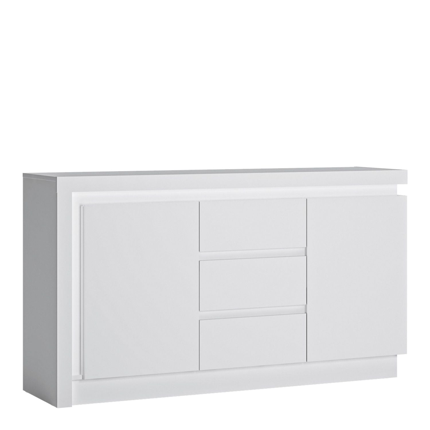 White and High Gloss 2 Door 3 Drawer Sideboard with LED lighting