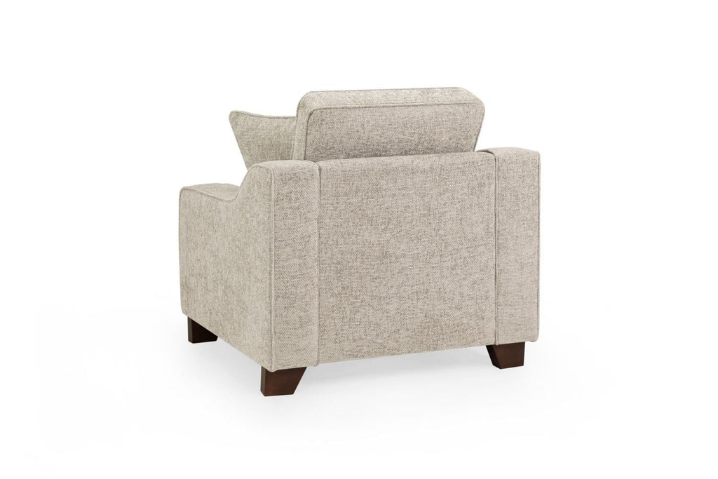 Stone Fabric Armchair with Dark Wooden Feet