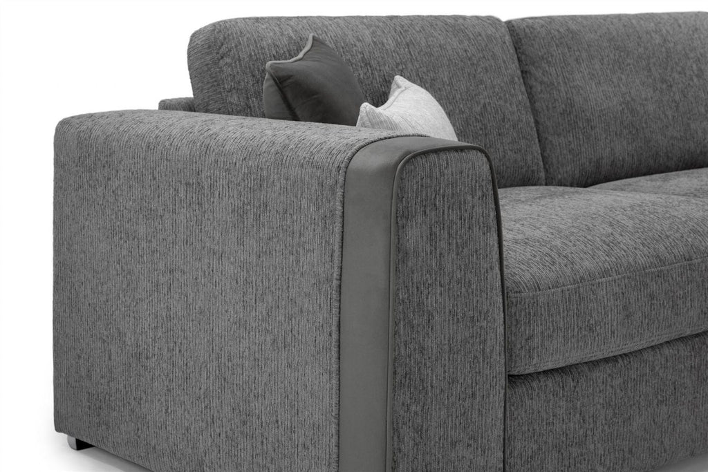 Grey Fabric 3 Seater Standard Back Sofa