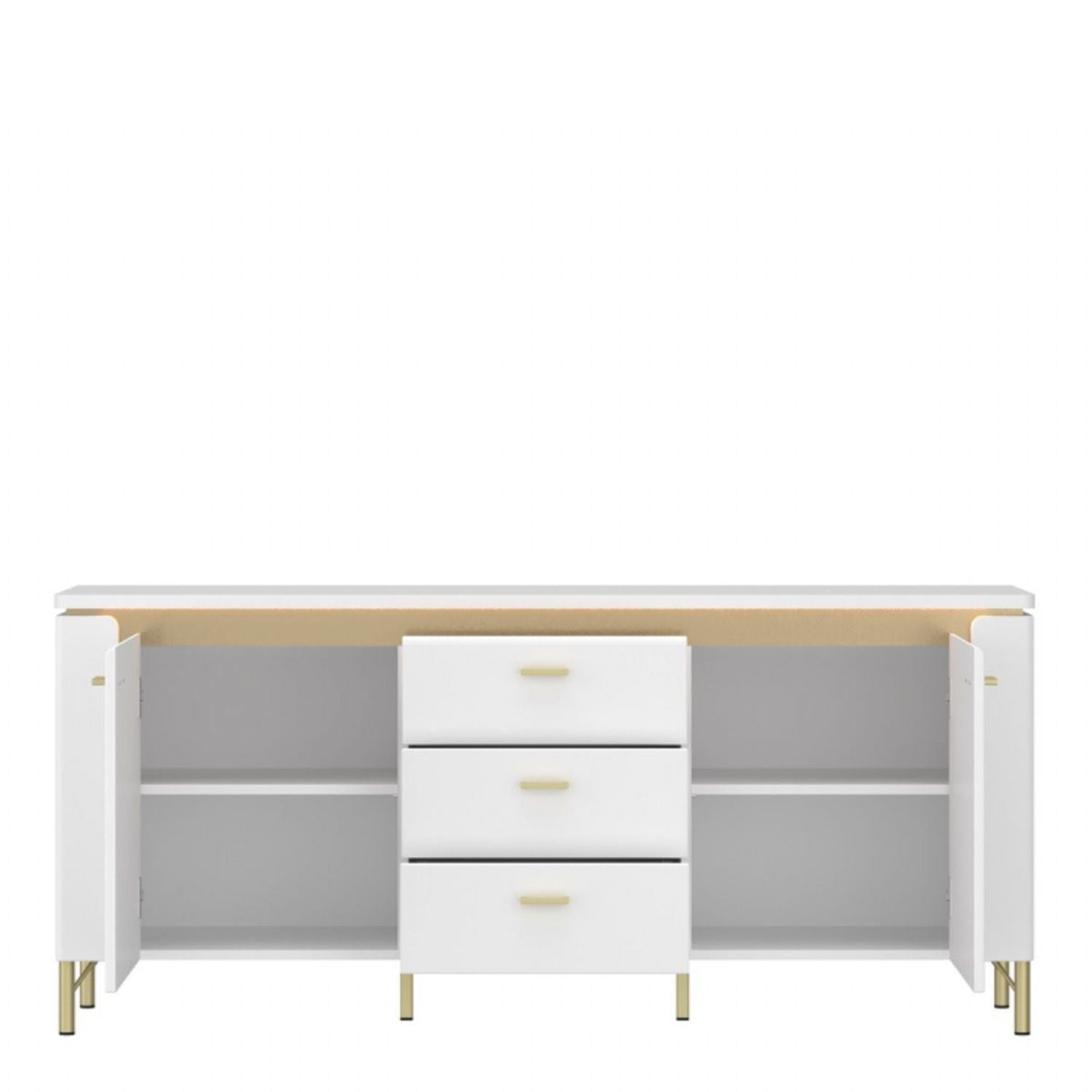 Lazio TV Cabinet 2 Door 3 Drawer in Alpine White White Gloss