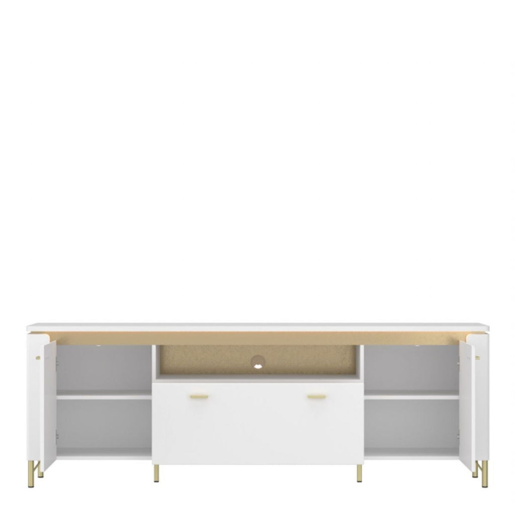 Lazio TV Cabinet 2 Door 1 Drawer in Alpine White White Gloss