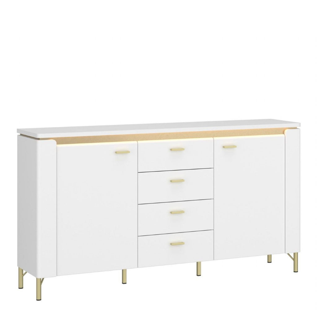 Lazio Sideboard 2 Door 4 Drawer in Alpine White White Gloss