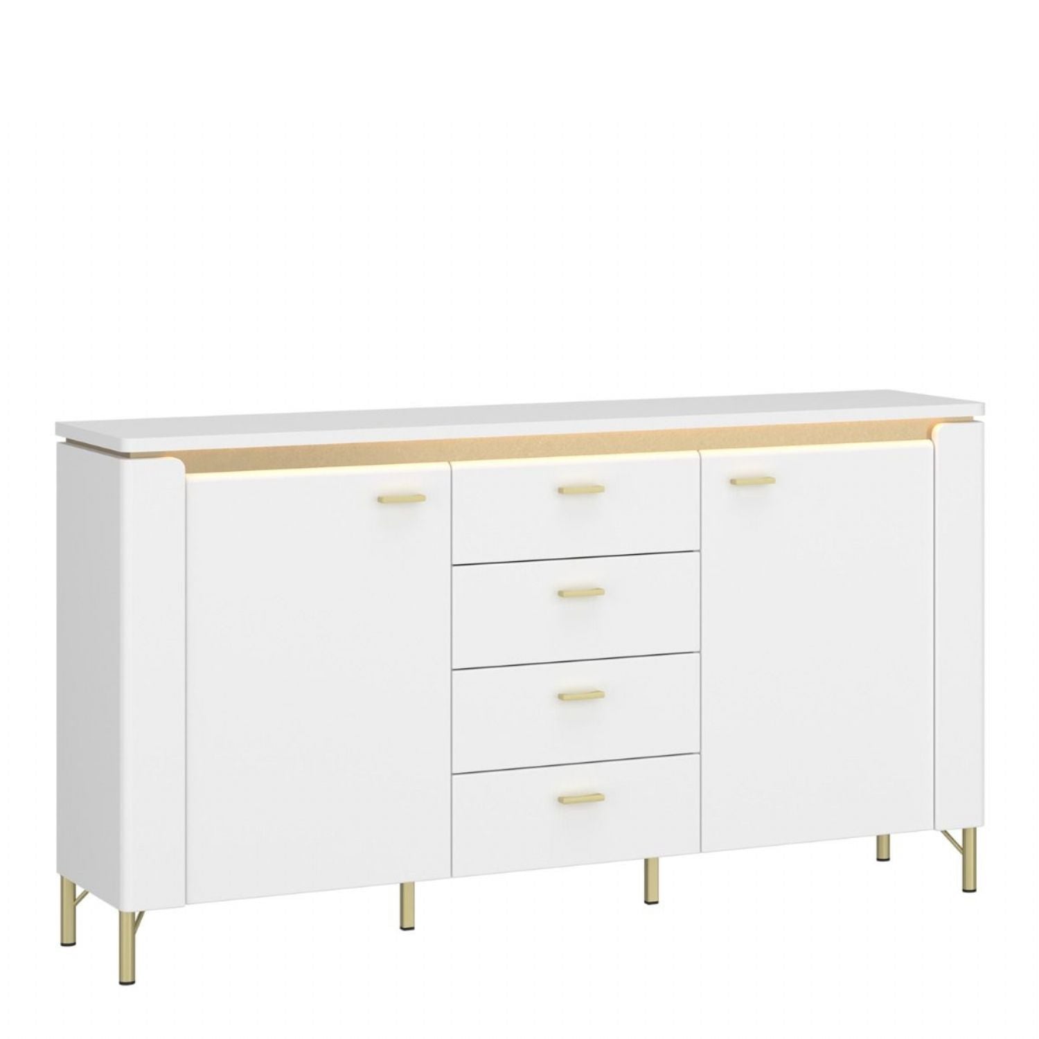 Lazio Sideboard 2 Door 4 Drawer in Alpine White White Gloss