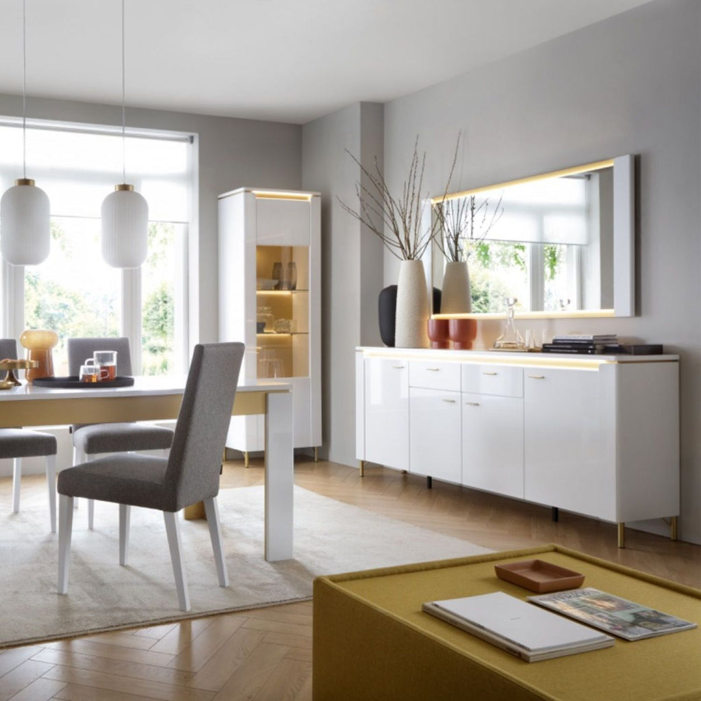 Lazio Sideboard 4 Door 2 Drawer in Alpine White White Gloss