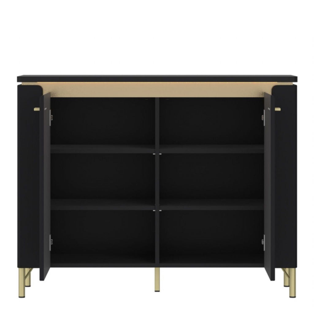 Genoa Sideboard 2 Door in Black Matt Gold
