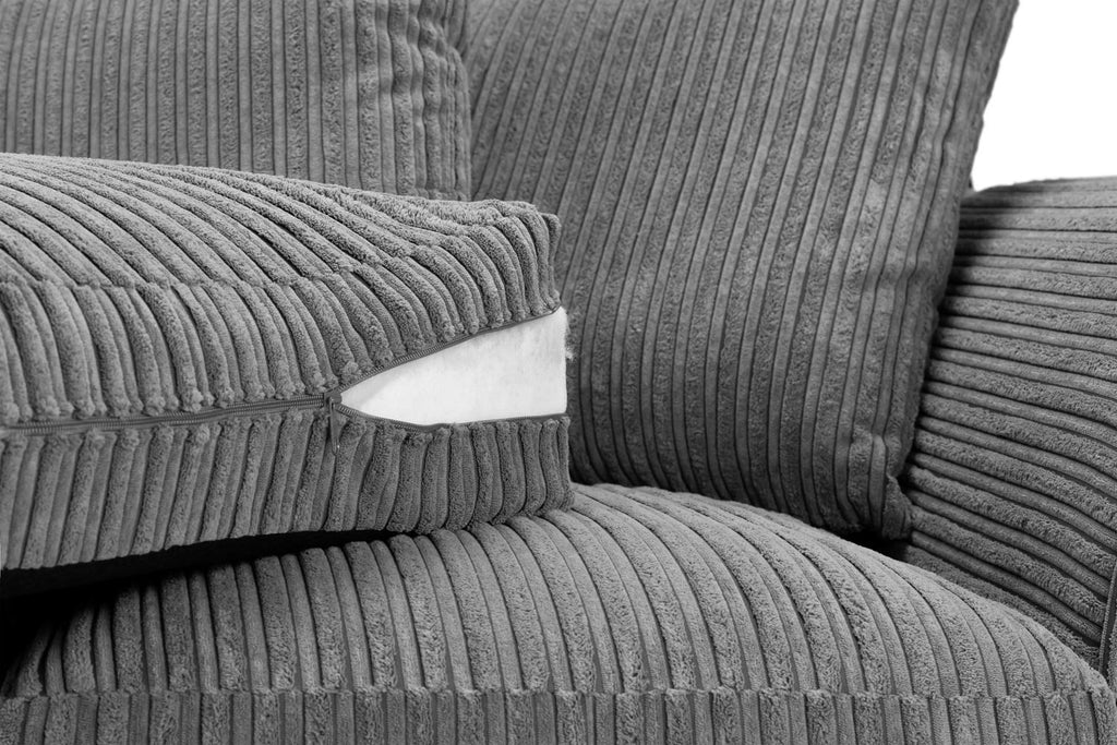 Grey Pillow back Right Hand Facing Corner Sofa