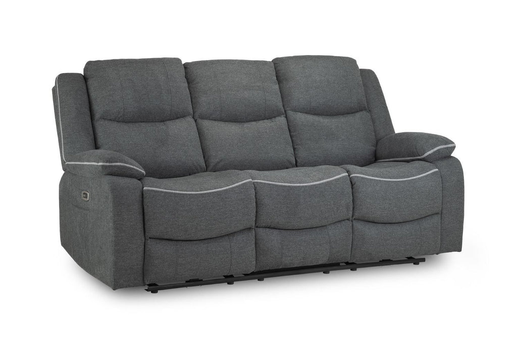 Grey Fabric 3 Seater High Back Electric Recliner Sofa