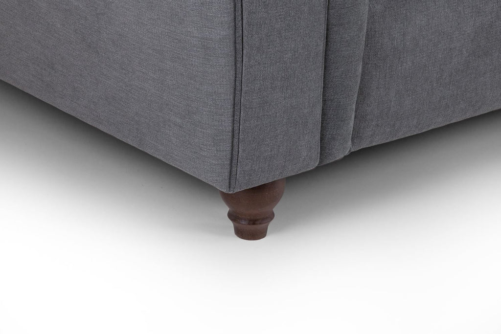 Grey Fabric Large Fullback Corner Sofa Buttoned Scroll Arms