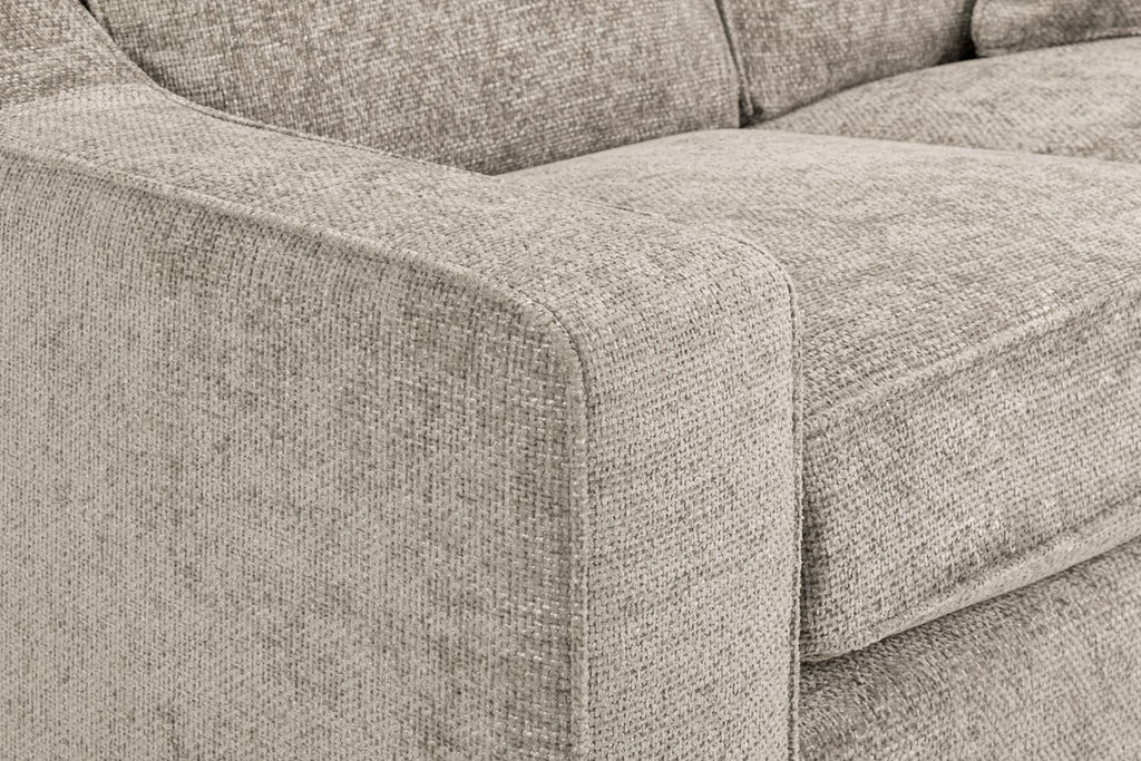 Stone Fabric 2 Seater Sofa Standard Back Dark Wooden Feet