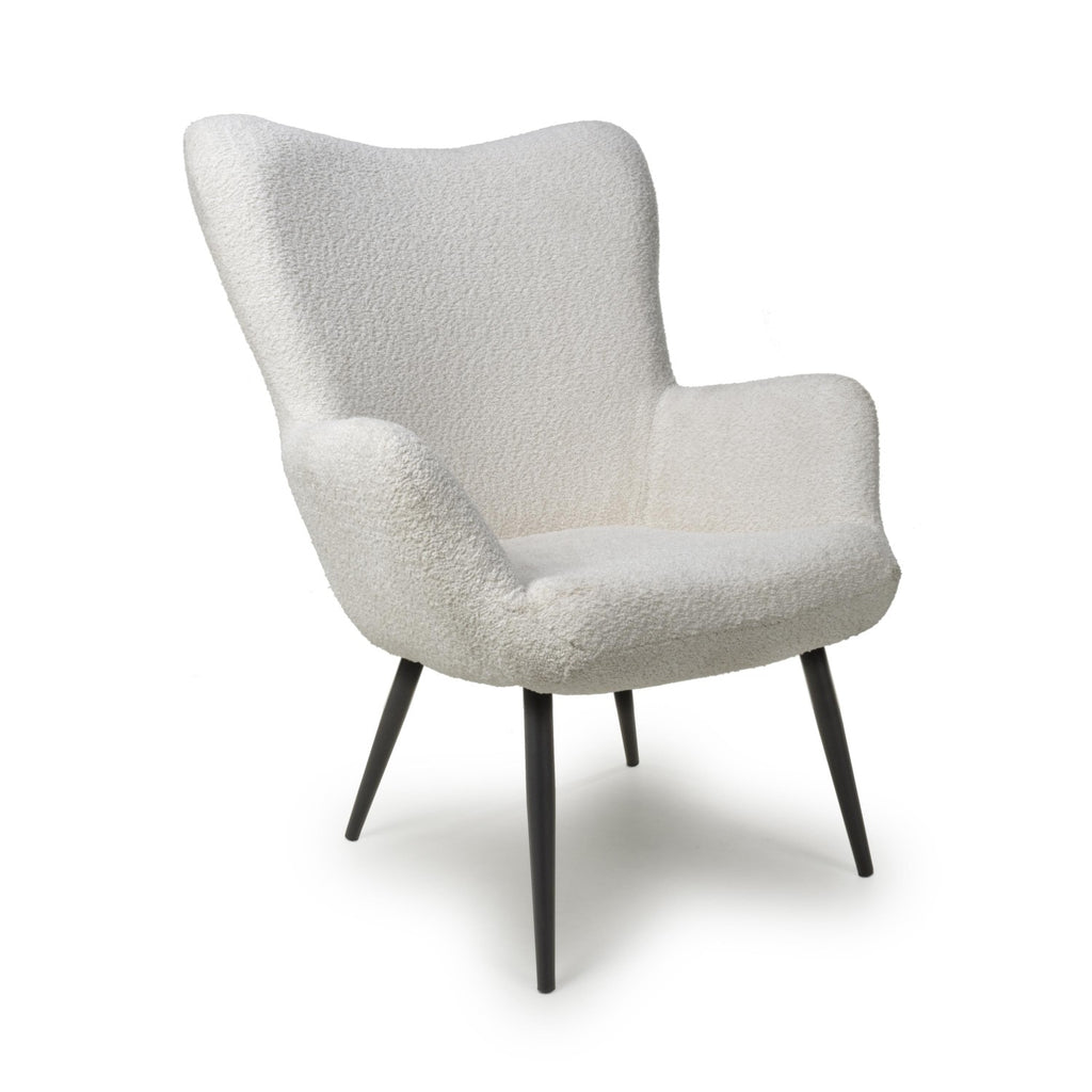 Bordeaux White Textured Fabric Armchair