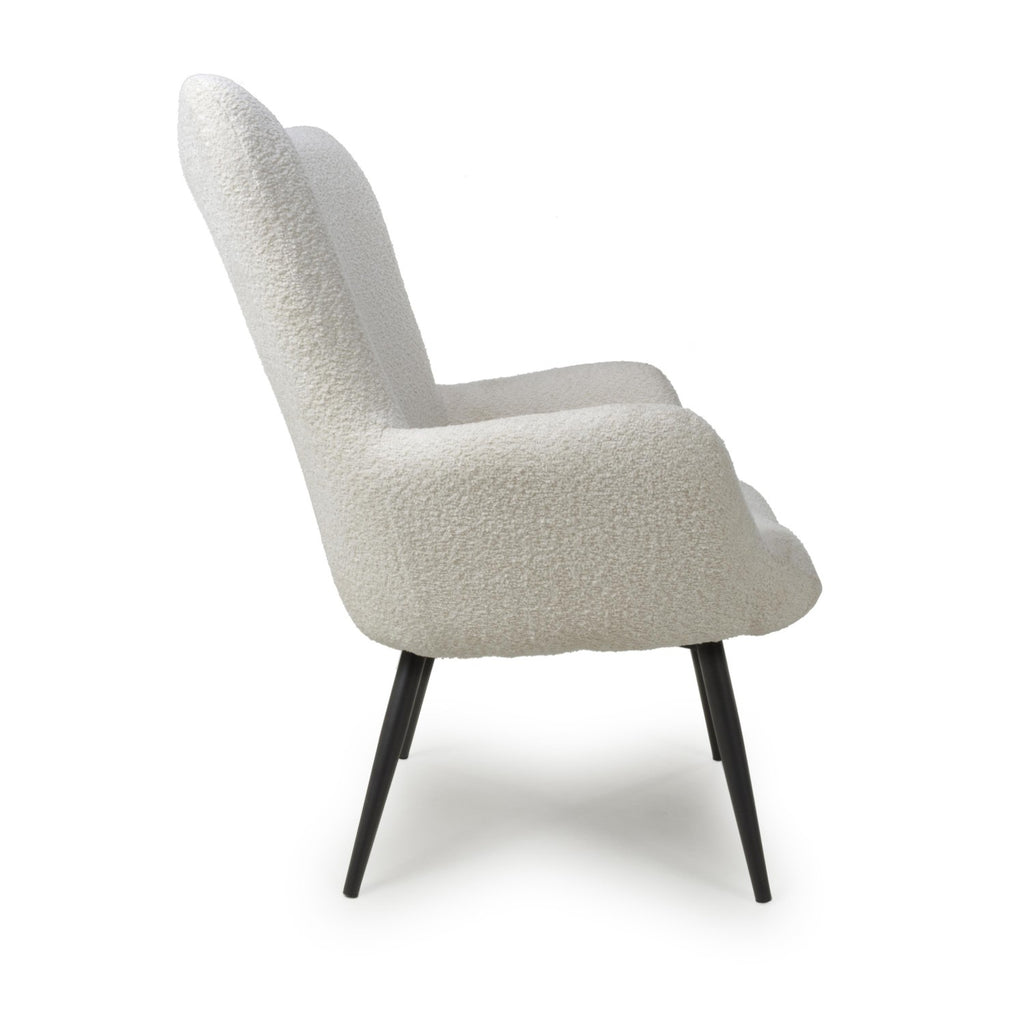Bordeaux White Textured Fabric Armchair