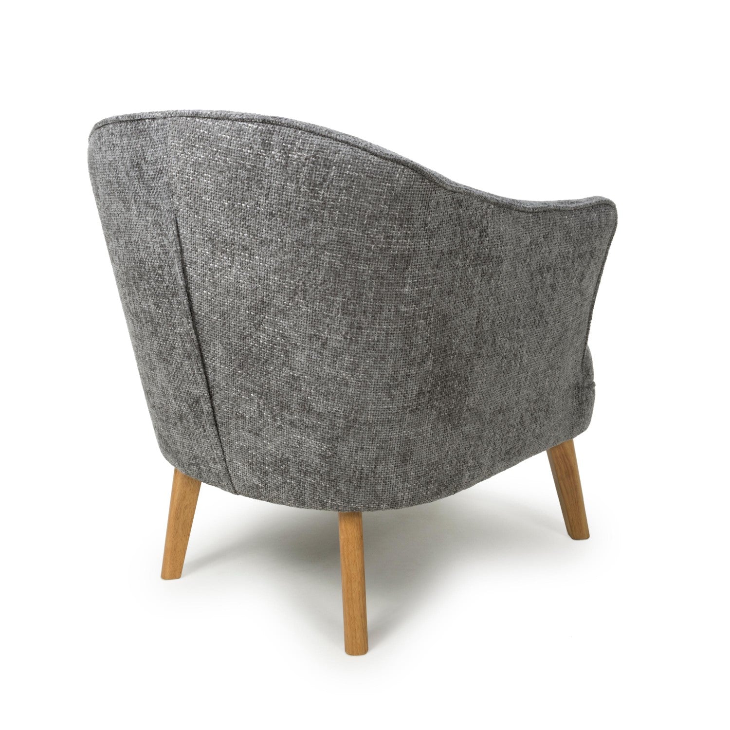 Grey Fabric Curved Wing Armed Chair with Wooden Legs