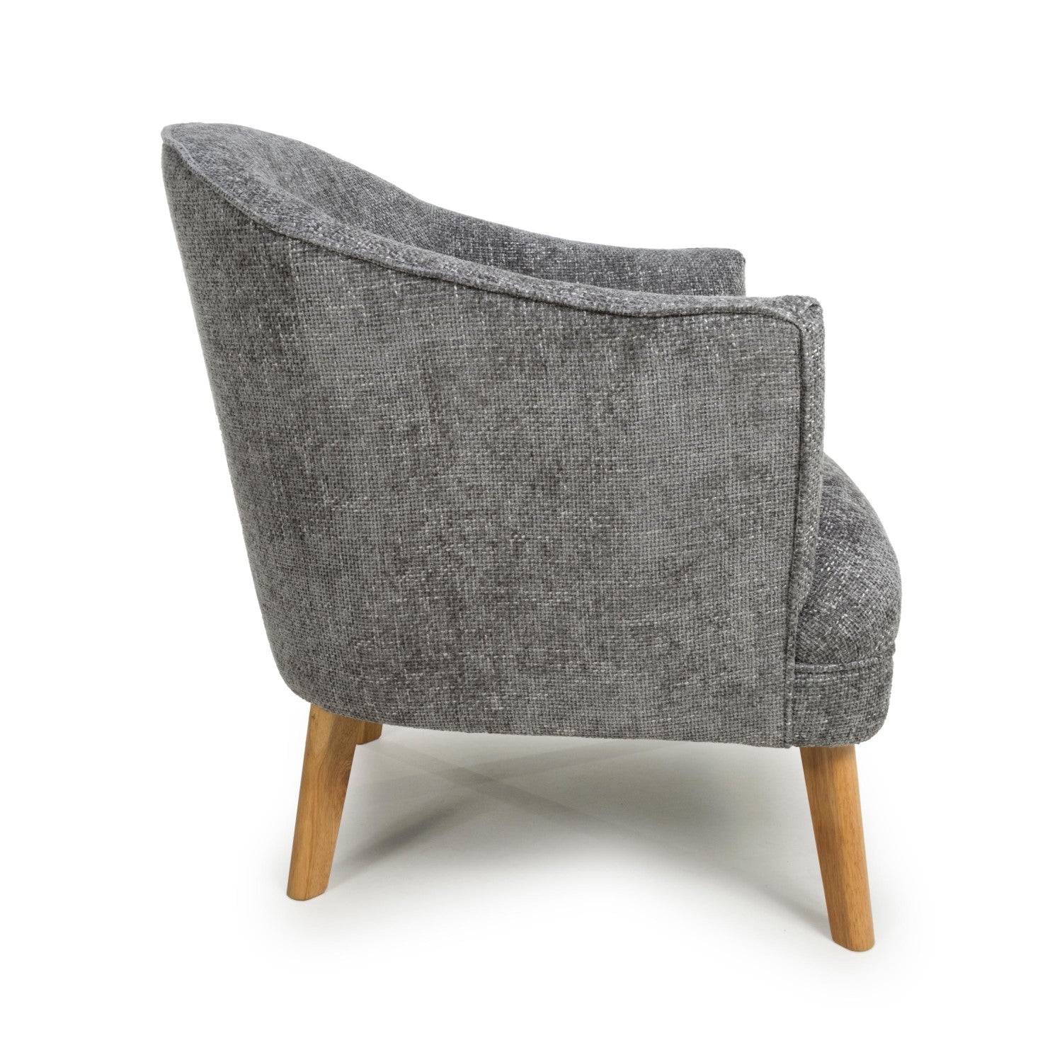 Grey Fabric Curved Wing Armed Chair with Wooden Legs