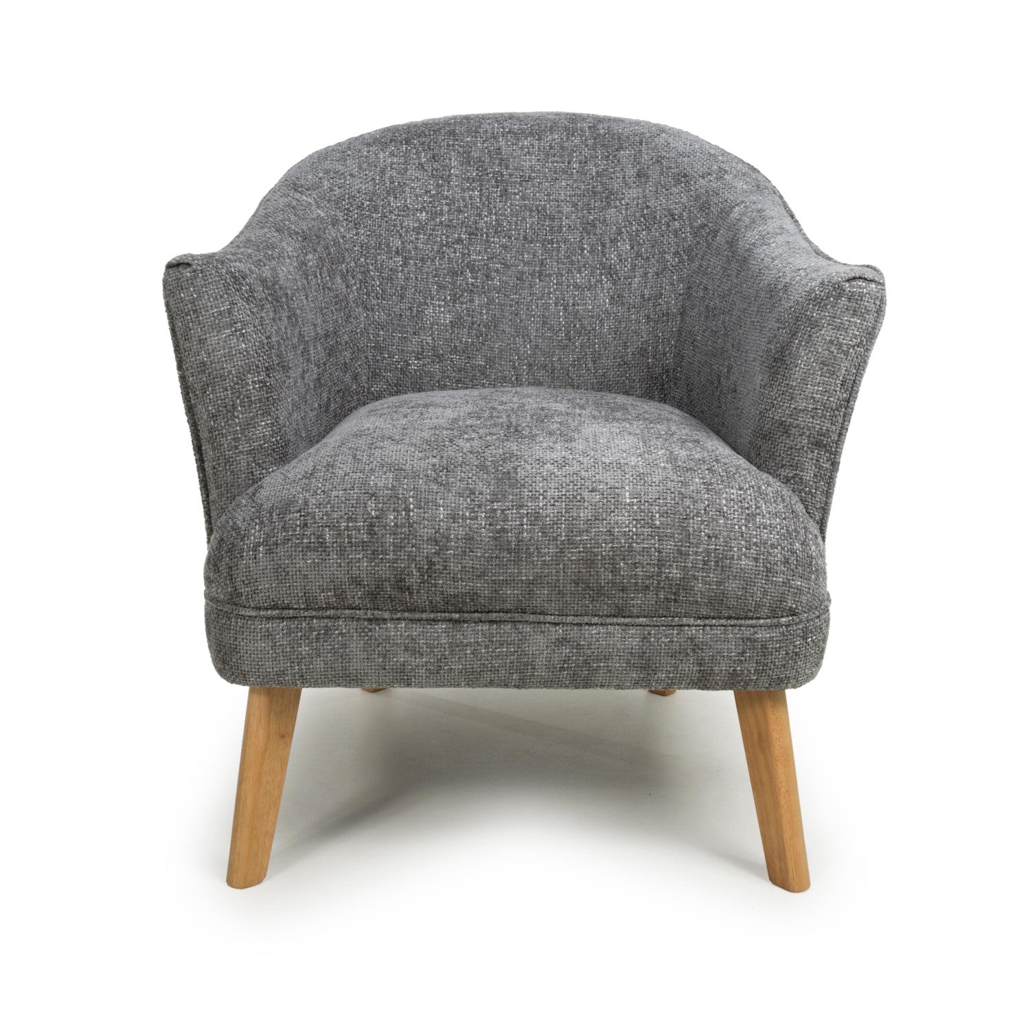 Grey Fabric Curved Wing Armed Chair with Wooden Legs