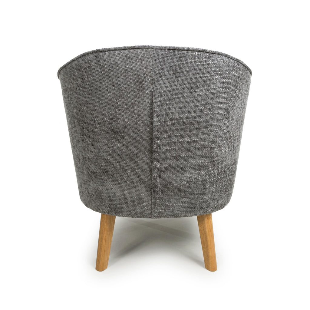 Grey Fabric Curved Wing Armed Chair with Wooden Legs
