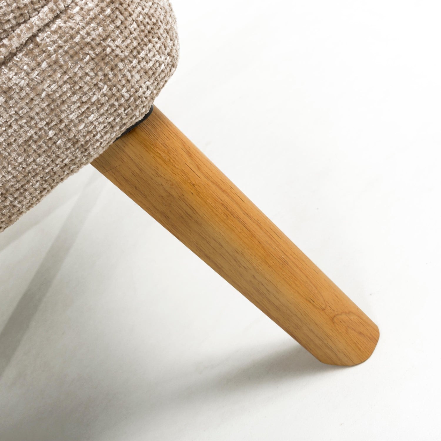 Natural Flax Fabric Curved Wing Armed Chair with Wooden Legs