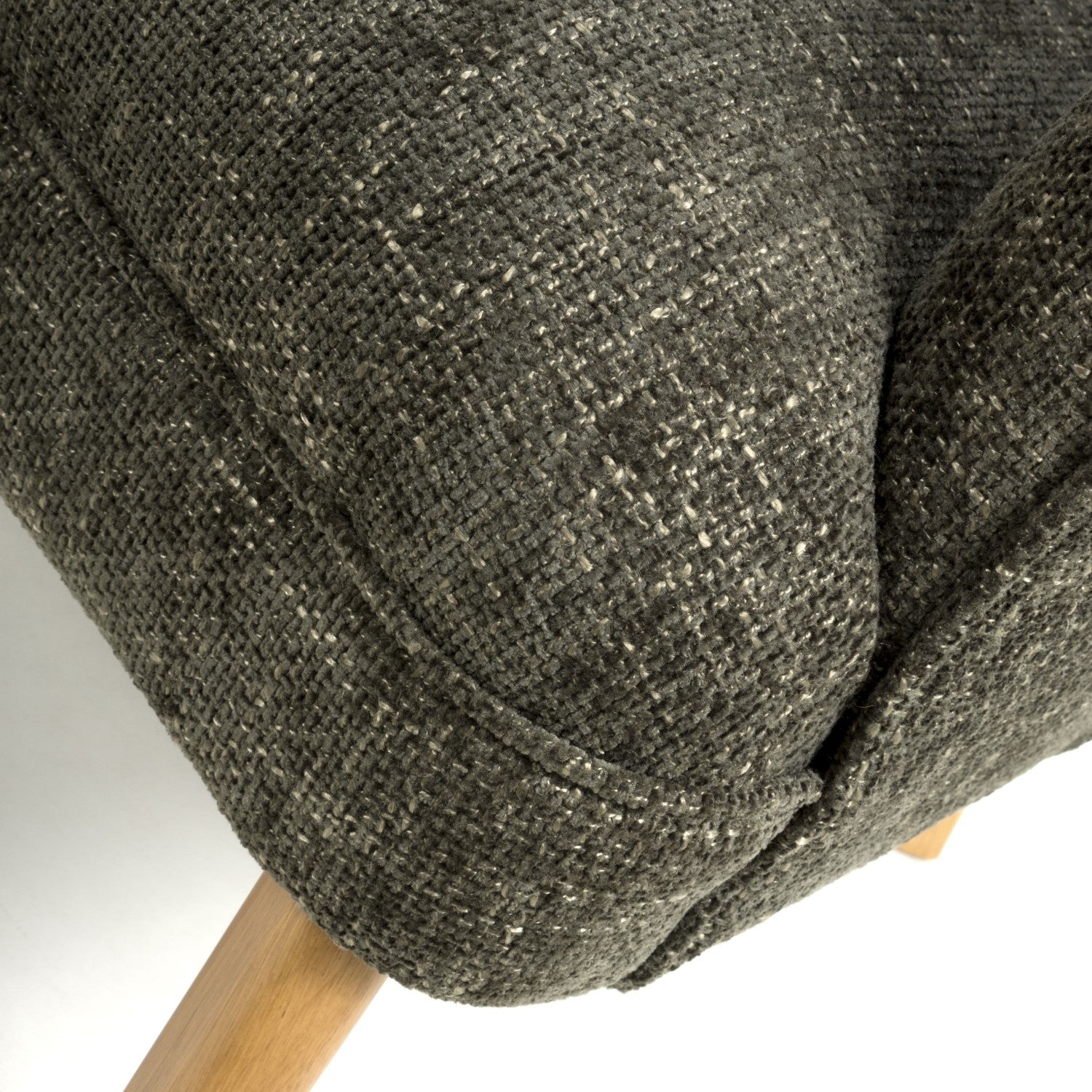 Green Fabric Curved Wing Armed Chair with Wooden Legs