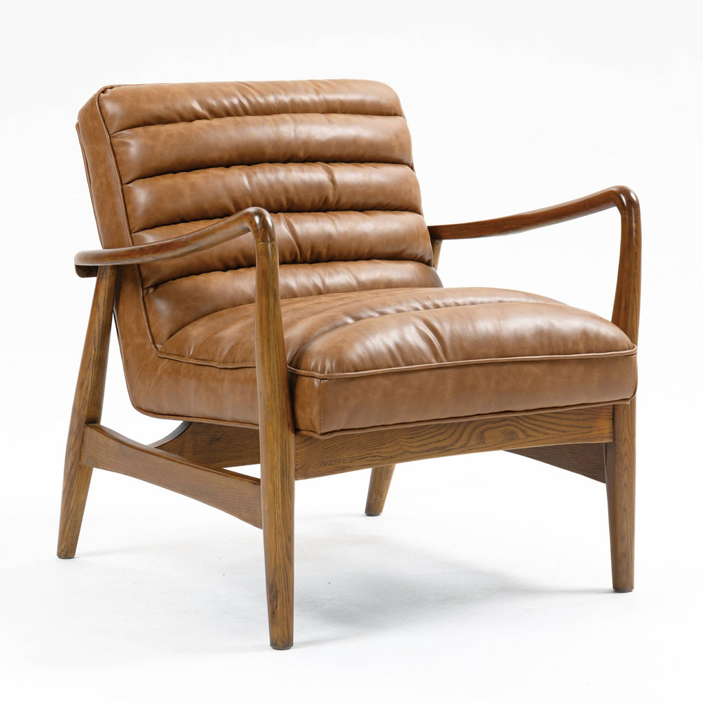 Club Leather Effect Tan Armchair