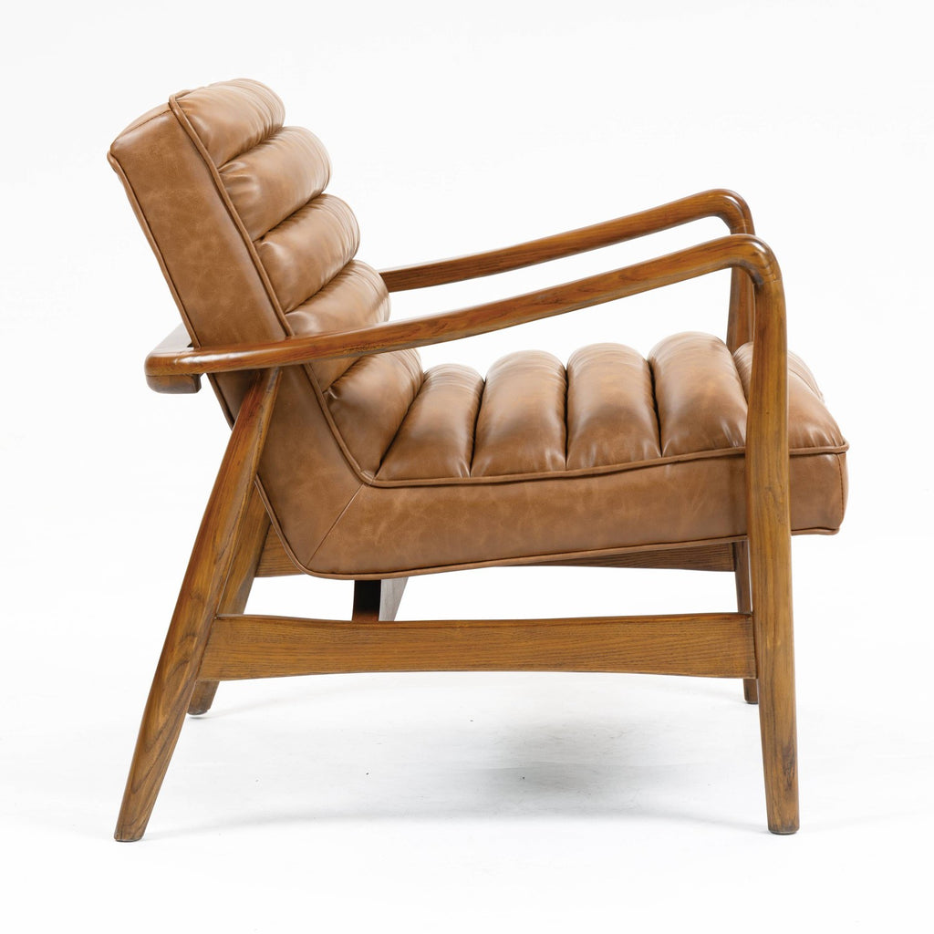 Club Leather Effect Tan Armchair