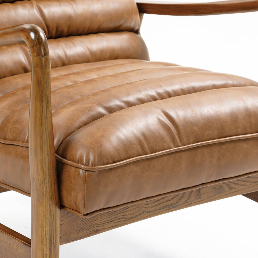 Club Leather Effect Tan Armchair