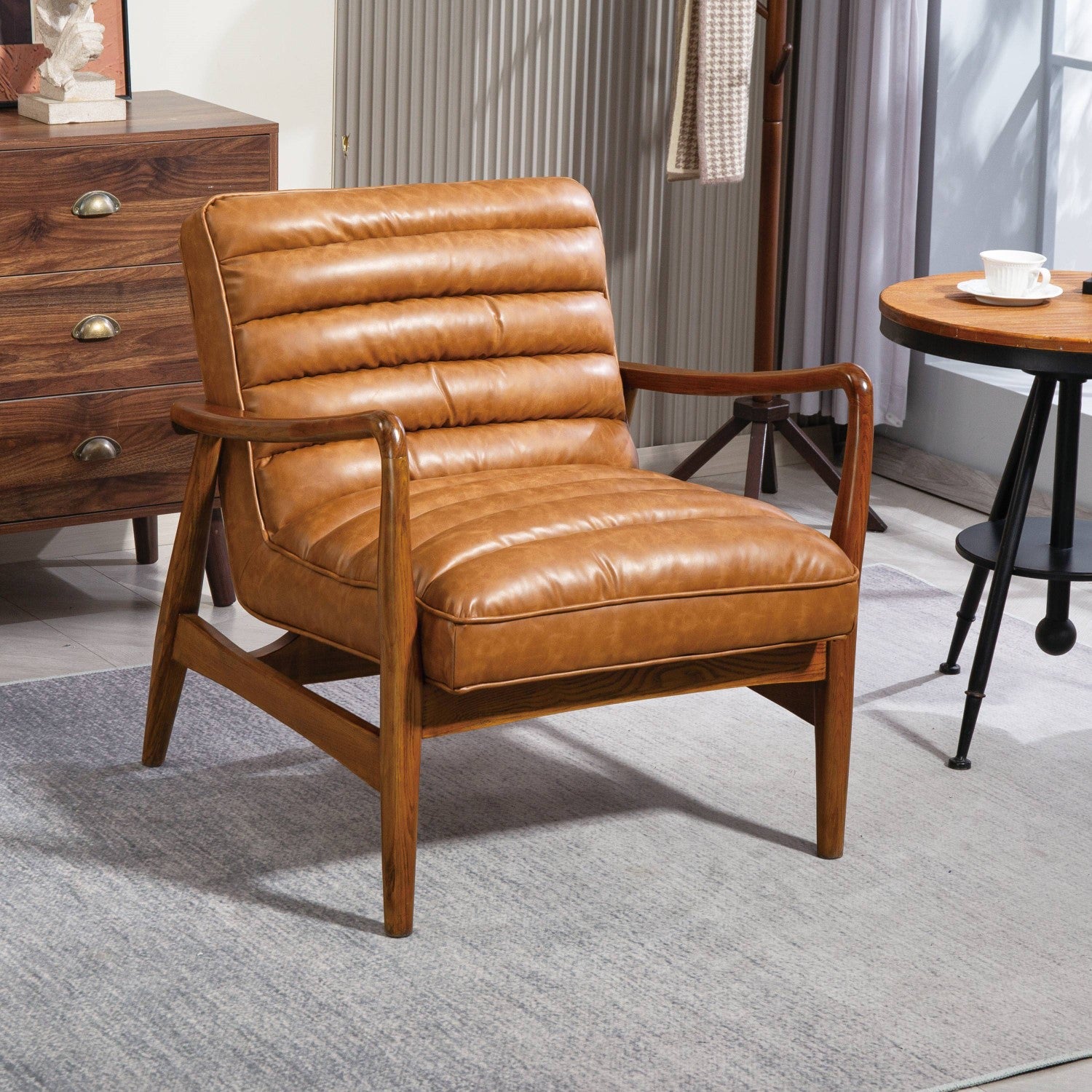 Club Leather Effect Tan Armchair