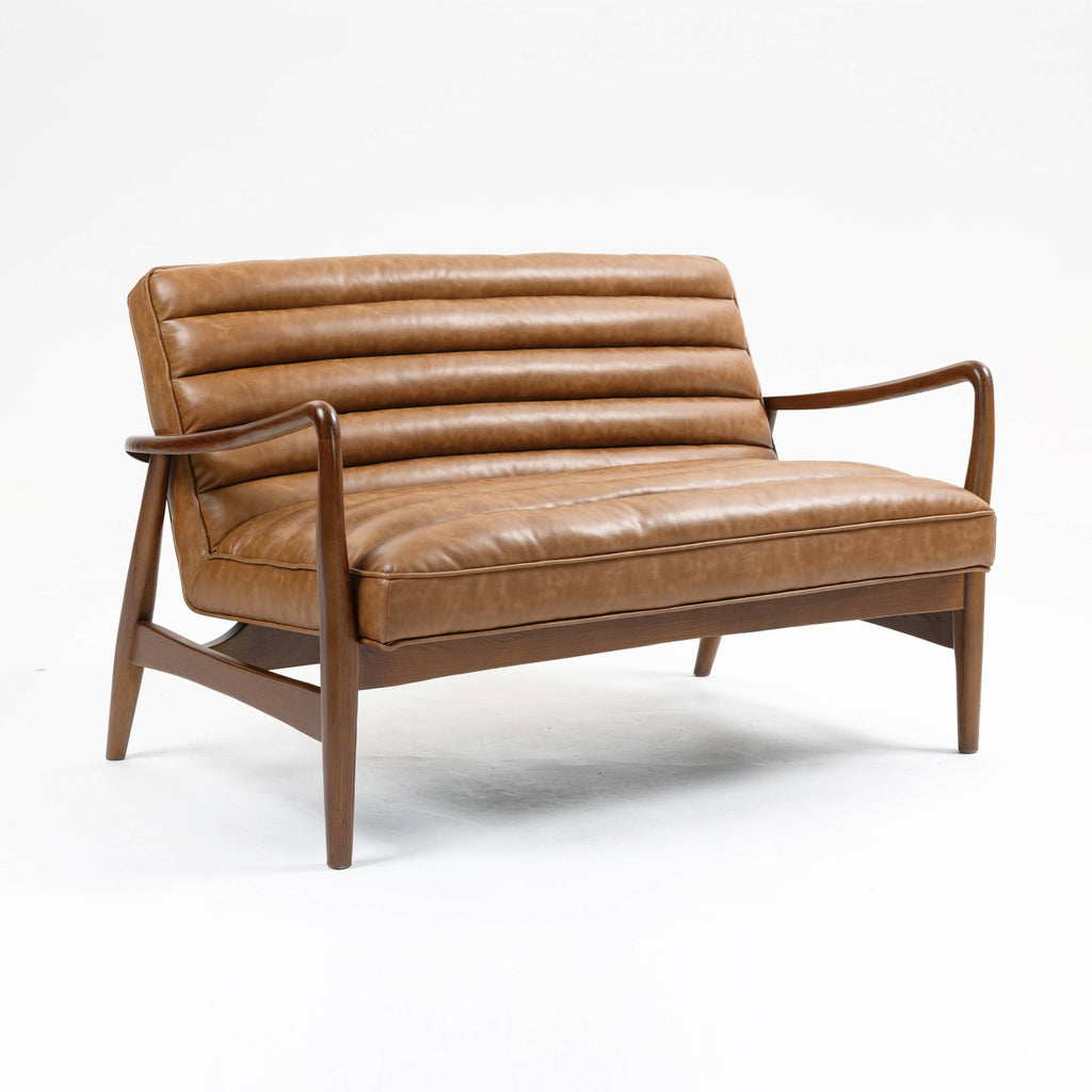 Club Leather Effect Tan Bench