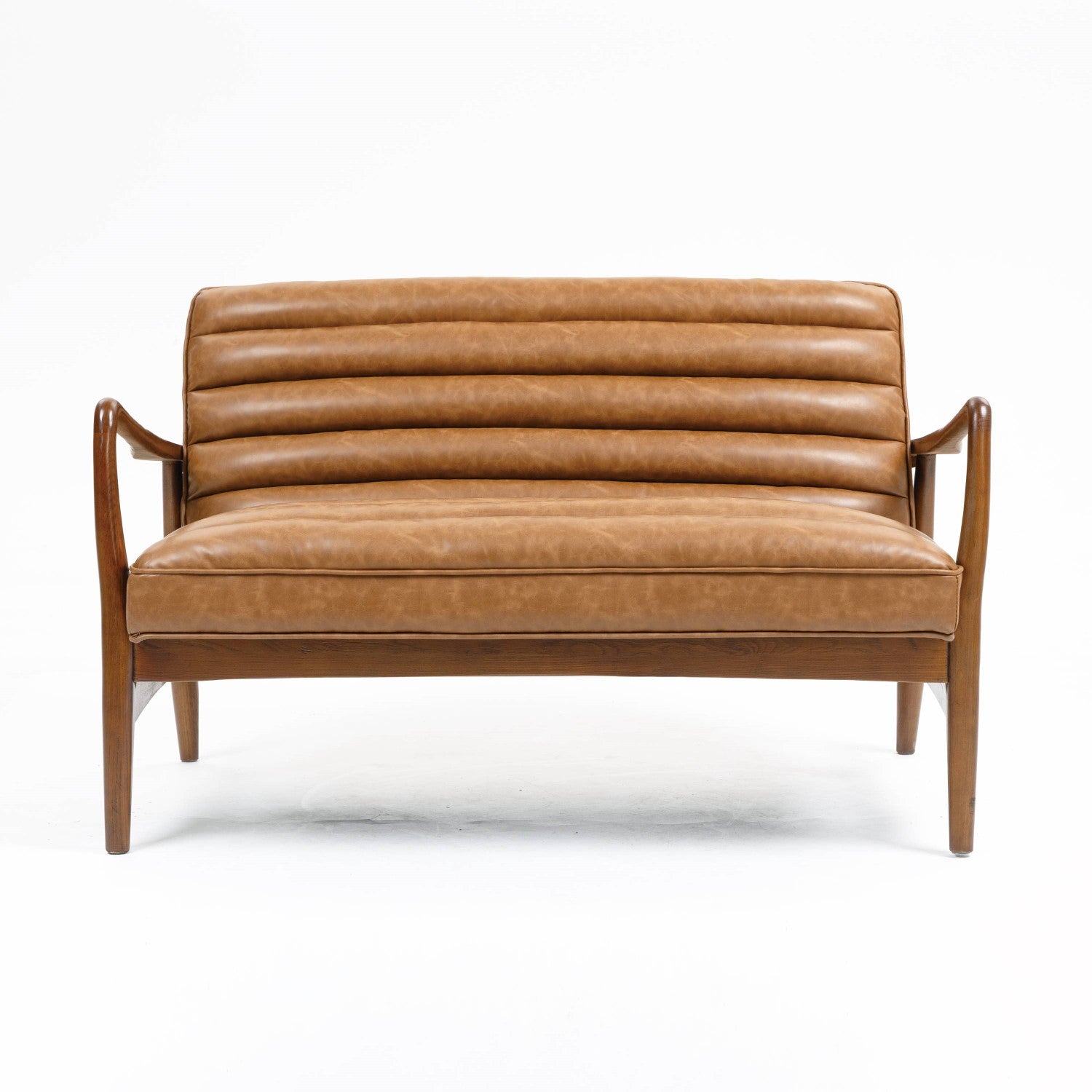 Club Leather Effect Tan Bench