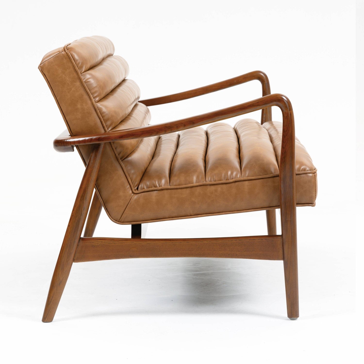 Club Leather Effect Tan Bench