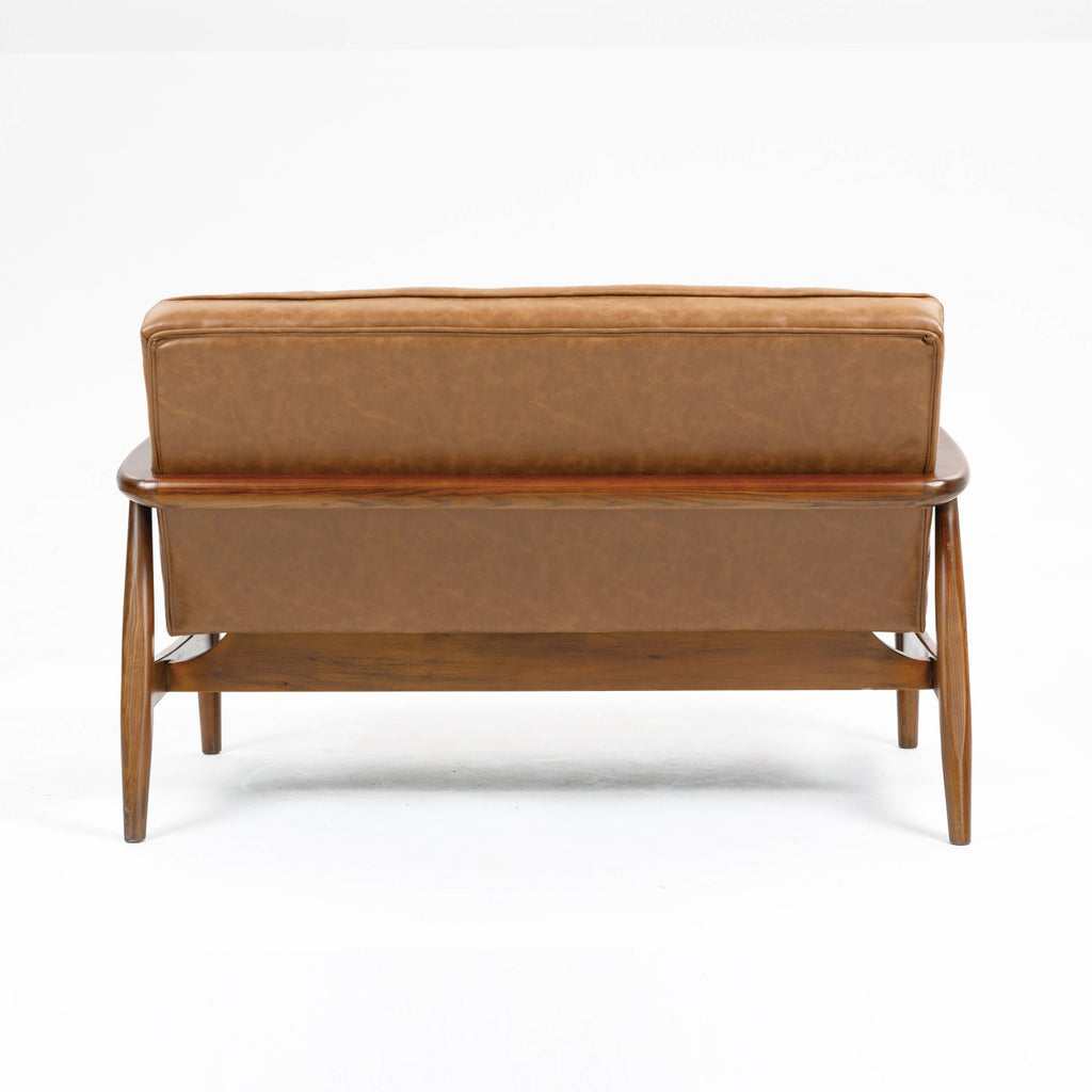 Club Leather Effect Tan Bench