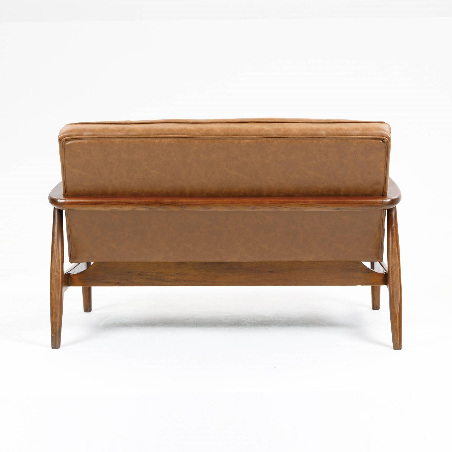 Club Leather Effect Tan Bench