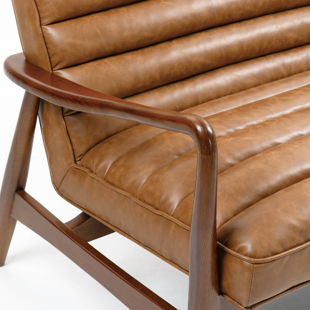 Club Leather Effect Tan Bench