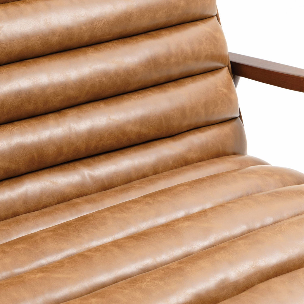 Club Leather Effect Tan Bench