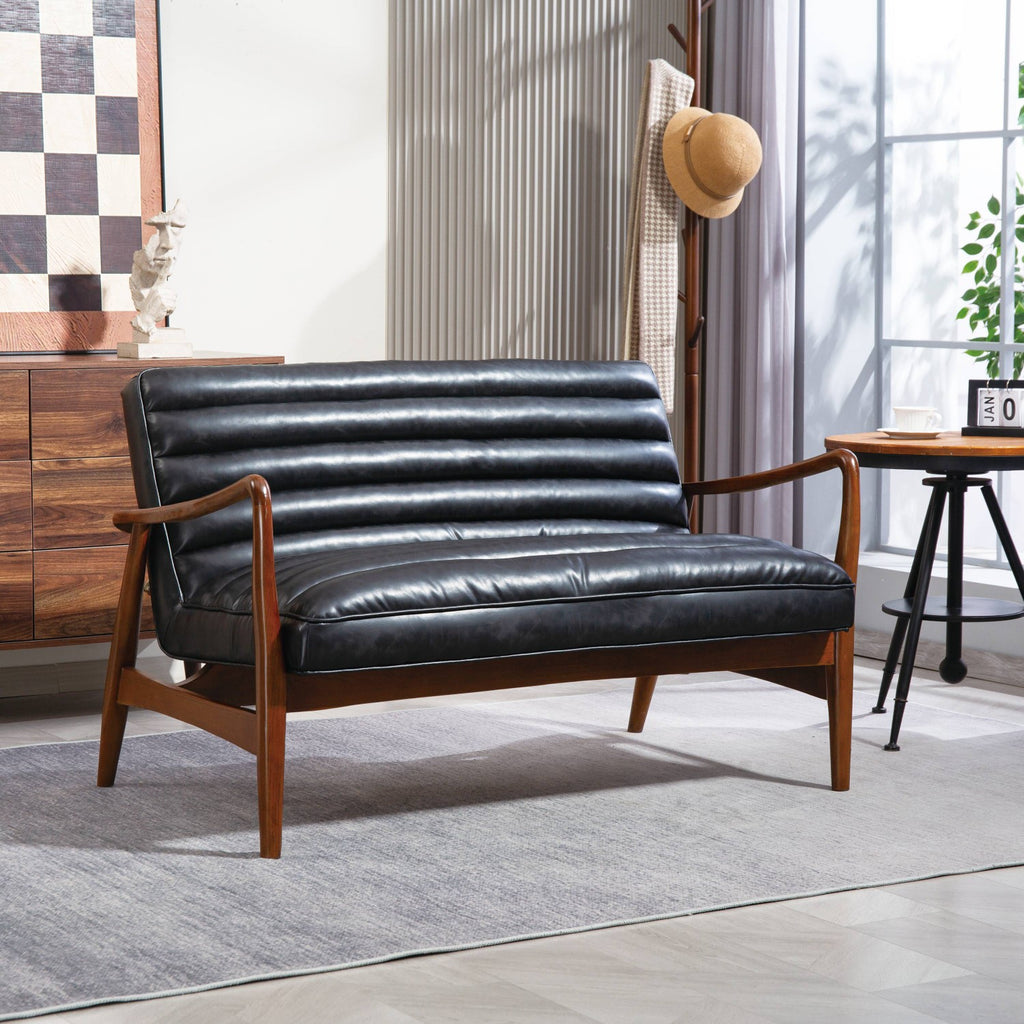 Club Leather Effect Dark Navy Bench