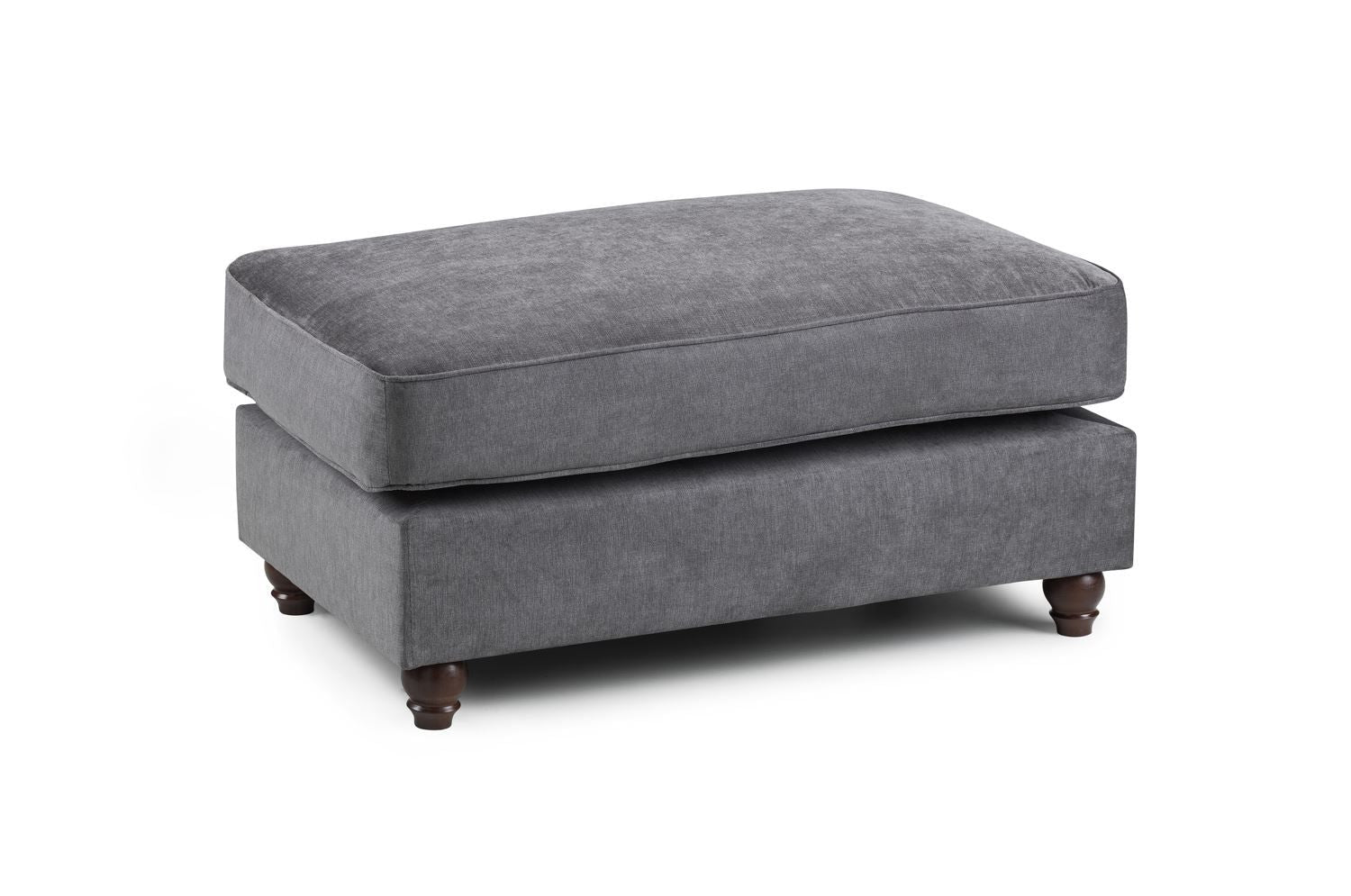 Grey Fabric Foam Filled Cushion Top Footstool