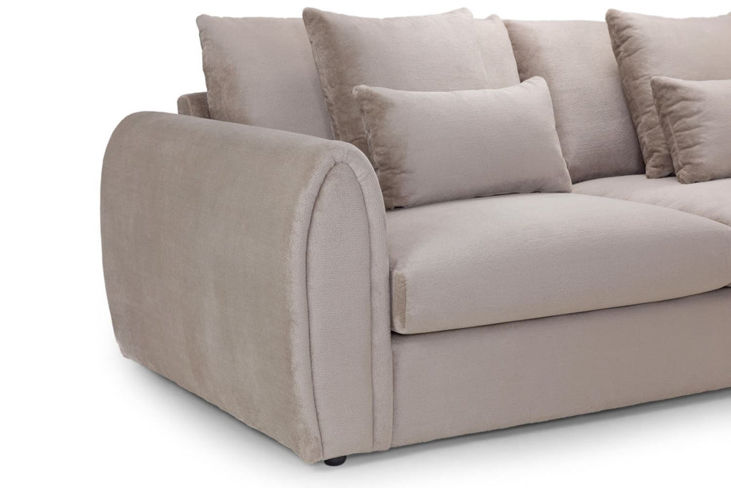 Mocha Velvet Large Corner Sofa Left Hand Facing