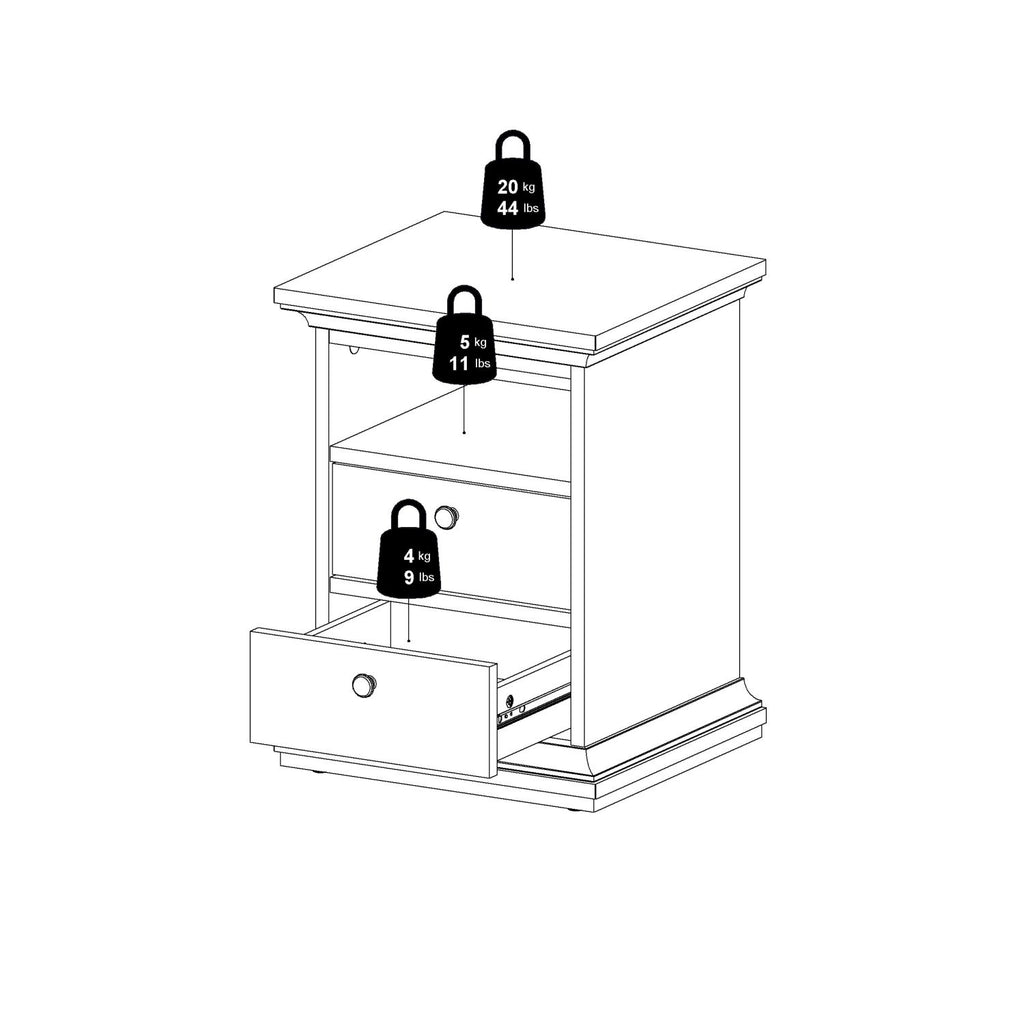 Matt Grey 2 Drawer Bedside Cabinet