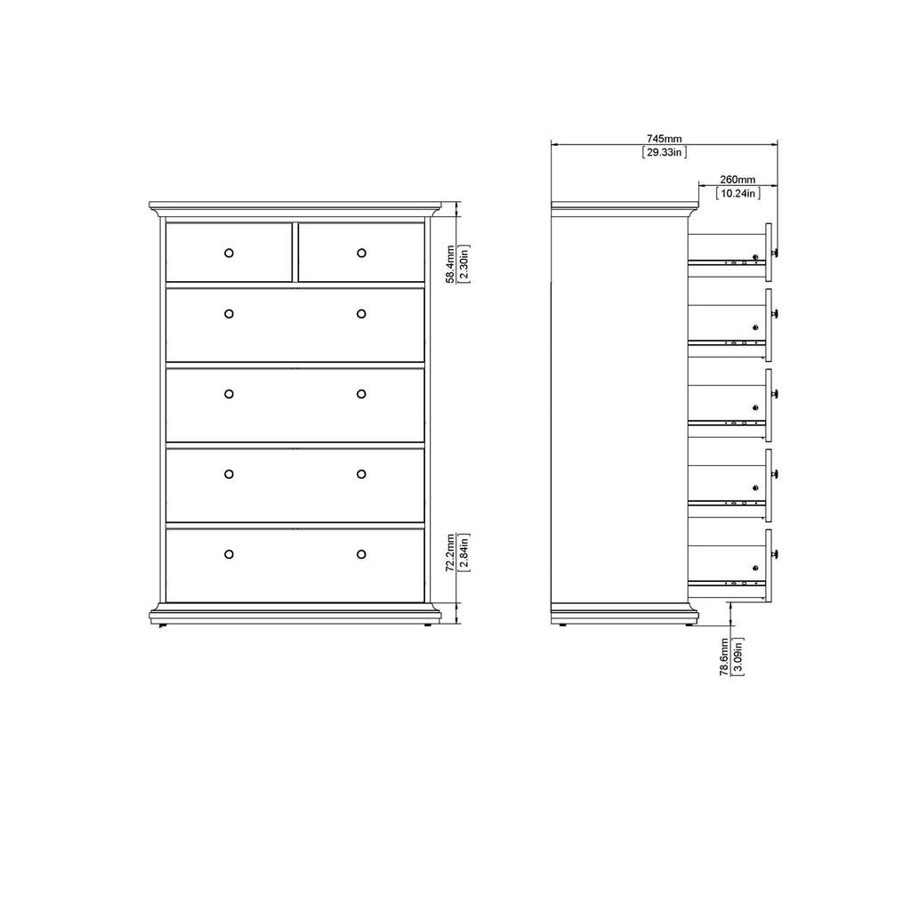 Large Matt Grey Tall Chest of 2 Over 4 Drawers with Cornice Top
