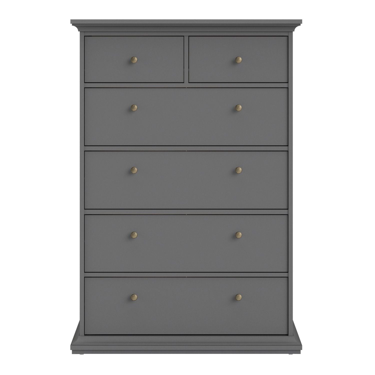 Large Matt Grey Tall Chest of 2 Over 4 Drawers with Cornice Top