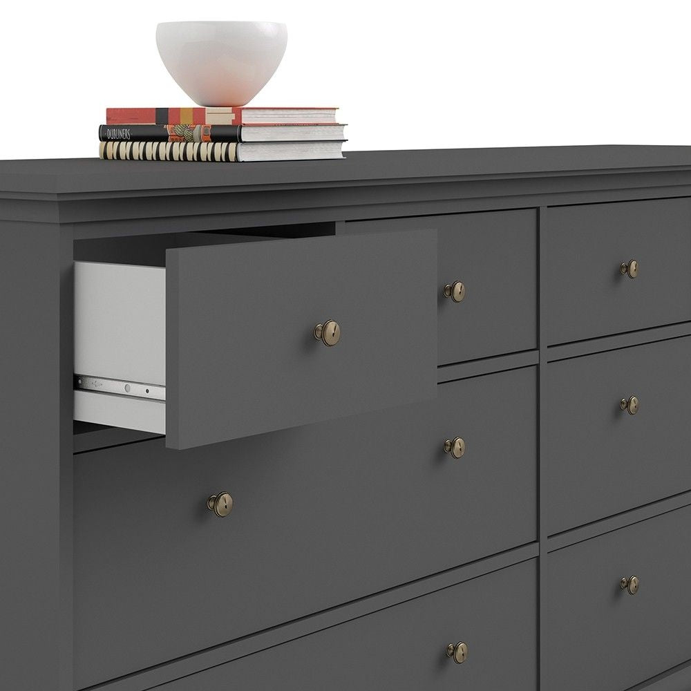 Matt Grey Large Wide Chest of 8 Drawers