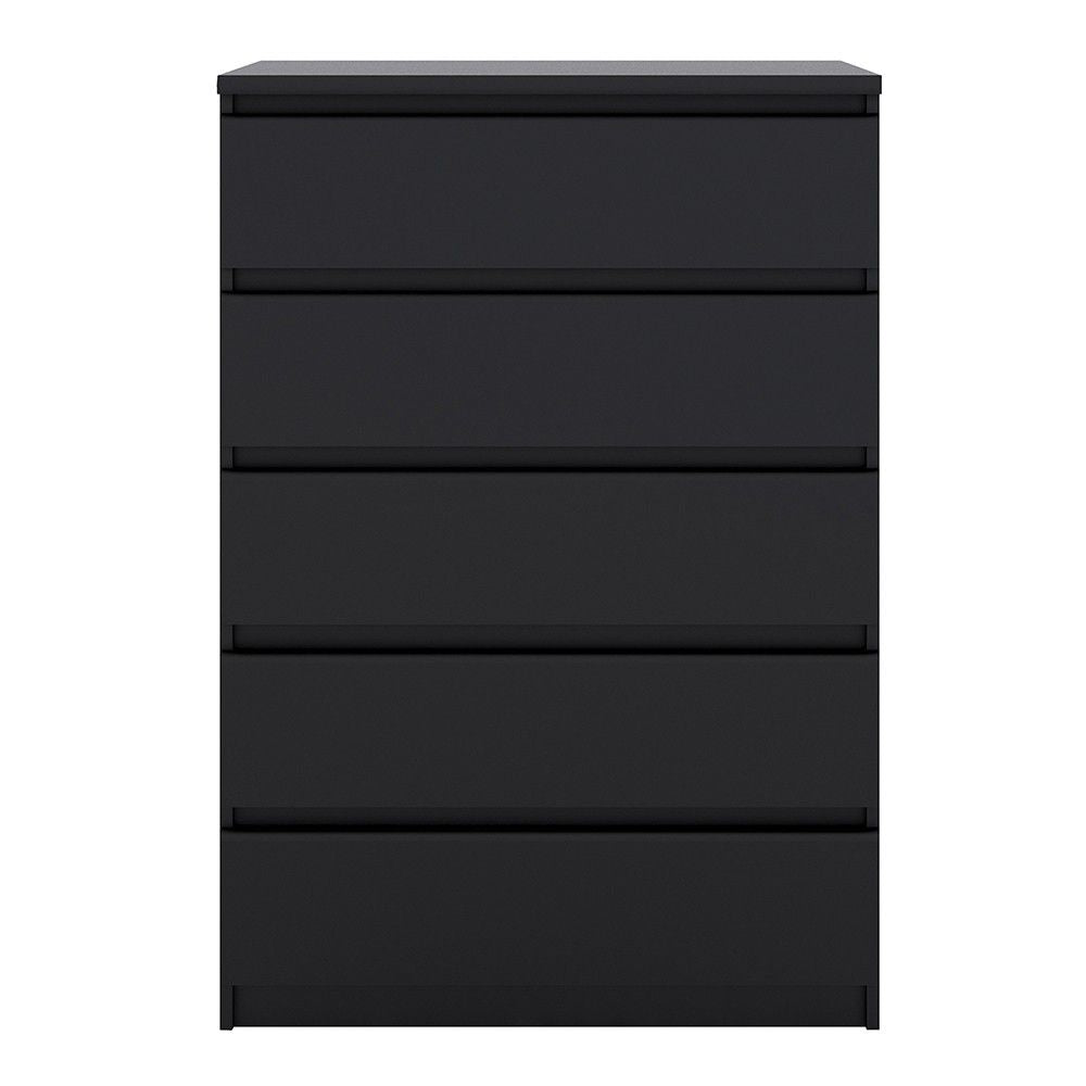 Black Matt Chest of 5 Drawers