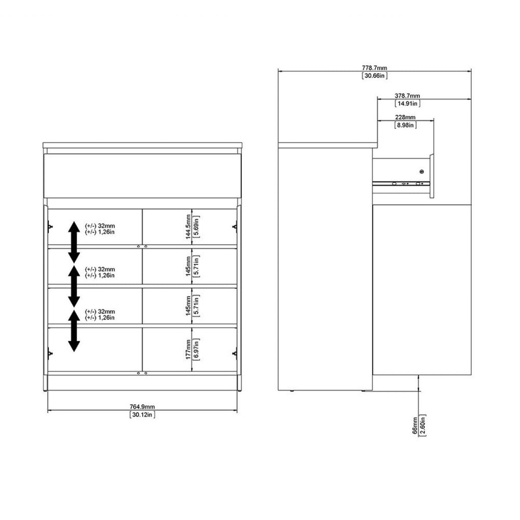 Matt Black Small Sideboard Cupboard Storage Unit 1 Drawer 2 Doors
