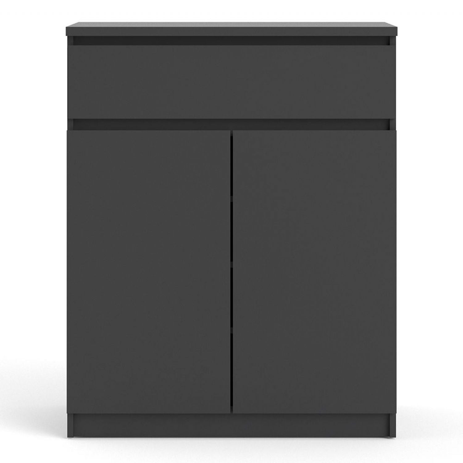 Matt Black Small Sideboard Cupboard Storage Unit 1 Drawer 2 Doors