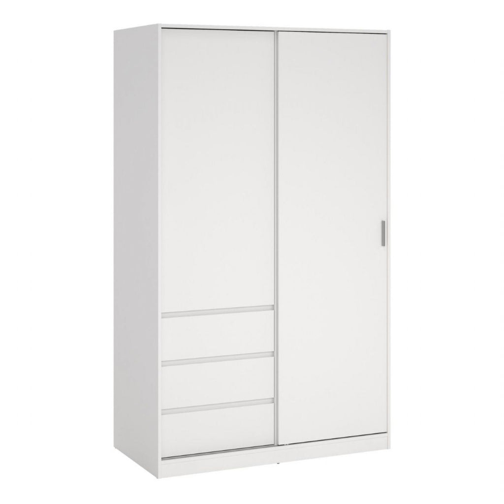 Naia Wardrobe with 1 Sliding Door and 1 Door + 3 Drawers in White