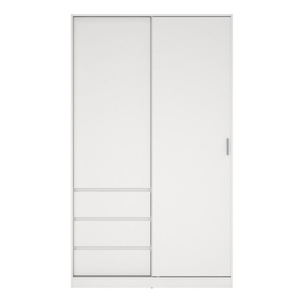 Naia Wardrobe with 1 Sliding Door and 1 Door + 3 Drawers in White