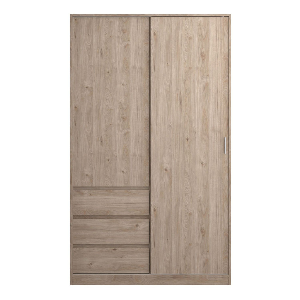 Wardrobe with 1 Sliding door 1 door + 3 drawers in Jackson Hickory Oak