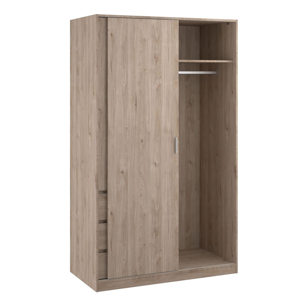 Wardrobe with 1 Sliding door 1 door + 3 drawers in Jackson Hickory Oak