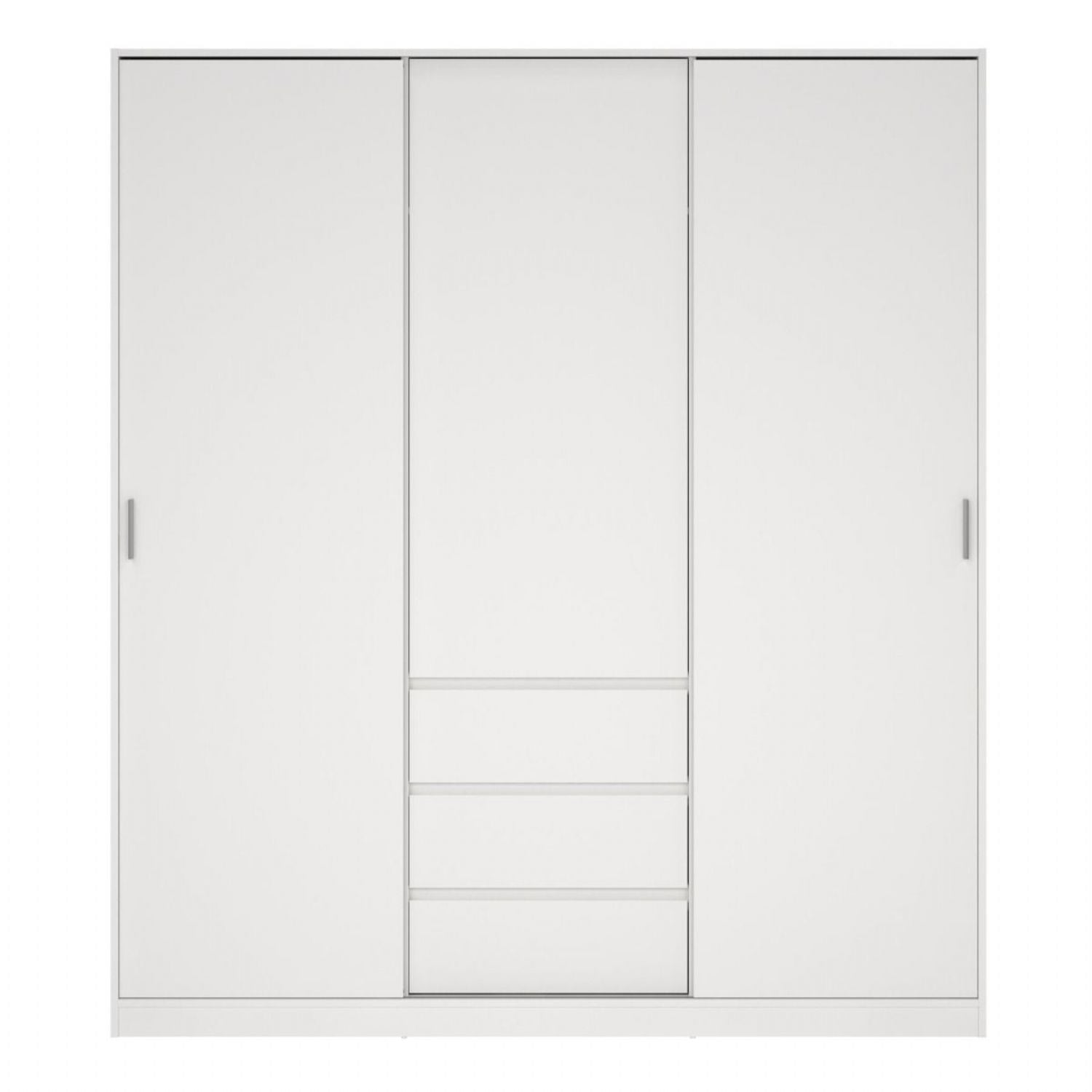 Naia Wardrobe with 2 Sliding Doors + 1 Door + 3 Drawers in White