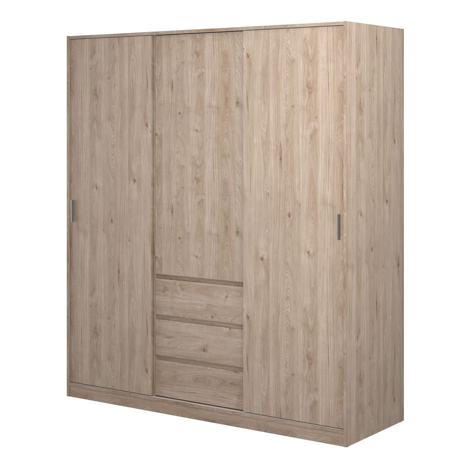 Naia Wardrobe with 2 sliding doors + 1 door + 3 drawers in Jackson Hickory Oak