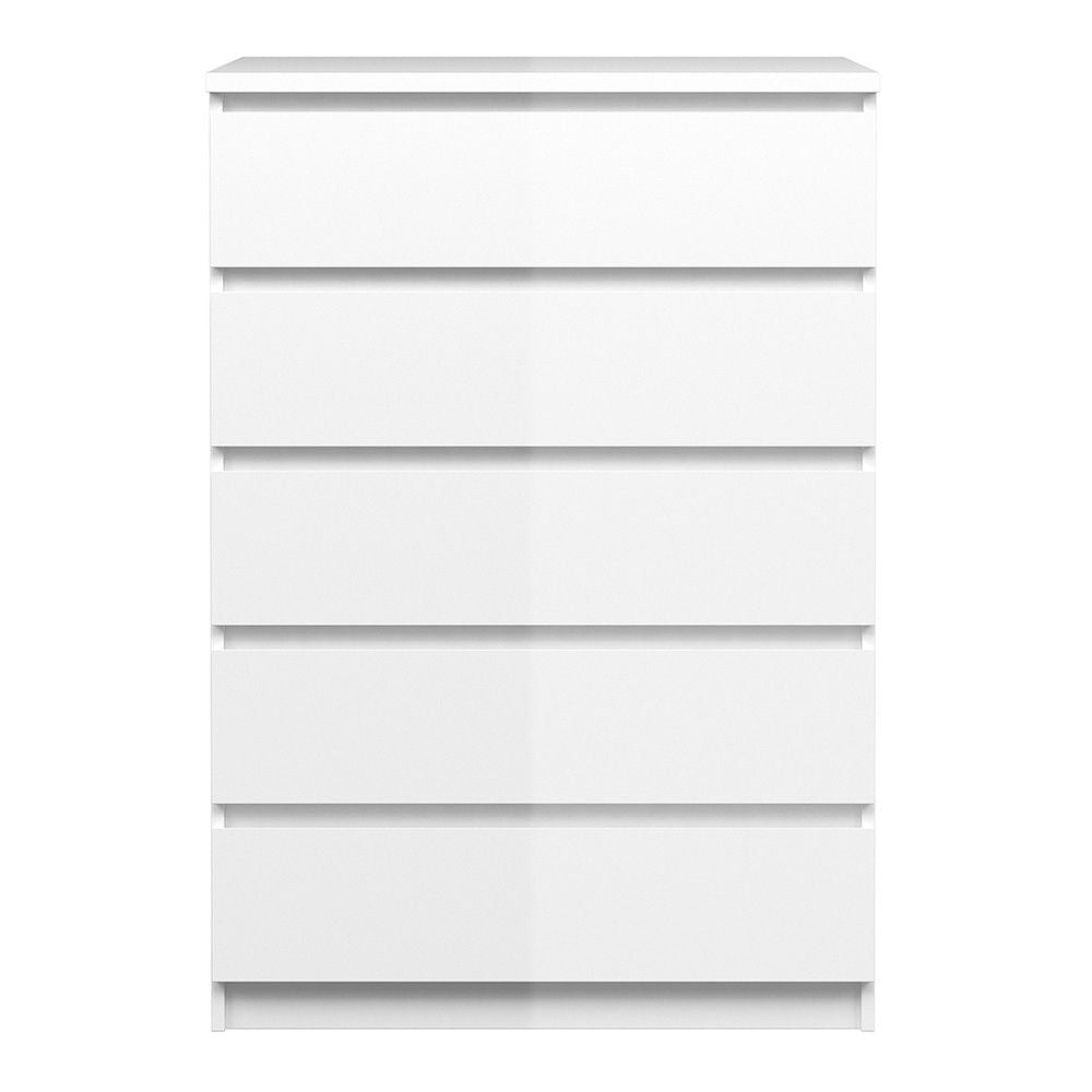 White High Gloss 5 Drawer Chest